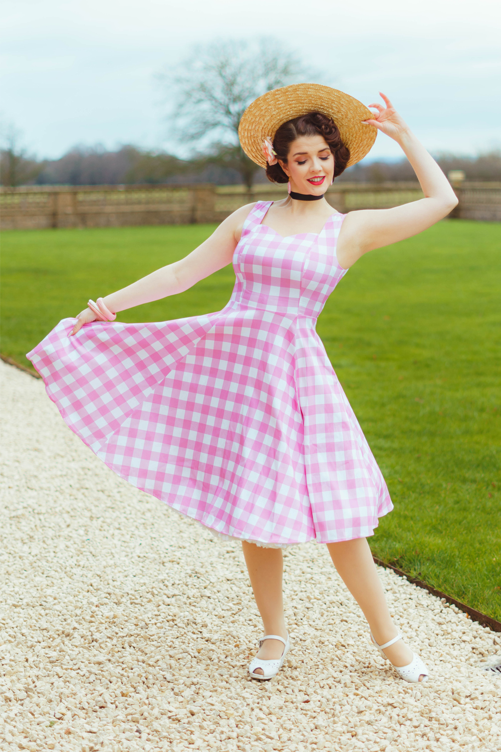 Pink Meadow Check Dress